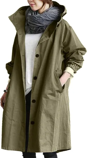 Womens Winter Warm Jacket Mid Length Oversized Elegant Hooded Windbreaker Classic Winter Thermal Tunic Tops Outerwear