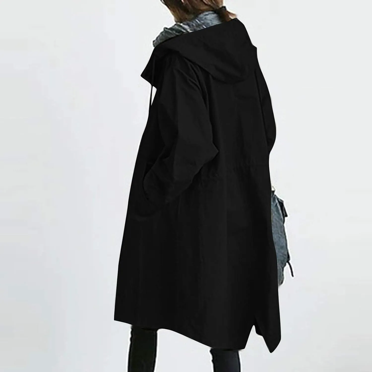 Womens Winter Warm Jacket Mid Length Oversized Elegant Hooded Windbreaker Classic Winter Thermal Tunic Tops Outerwear