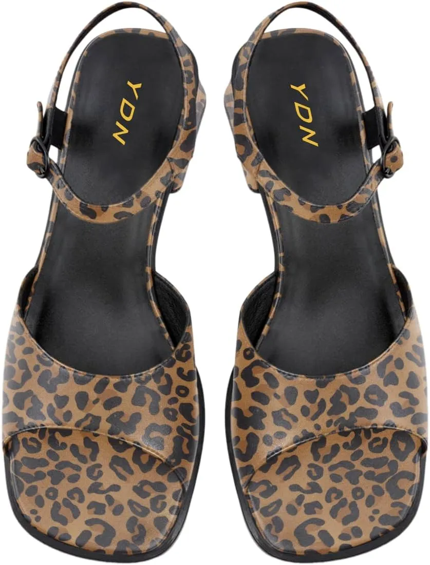 YDN Women Fashion Low Chunky Heel Open Toe Sandals Adjustable Straps Buckle Shoes Party Dating Summer Shoes Size 4-16 US