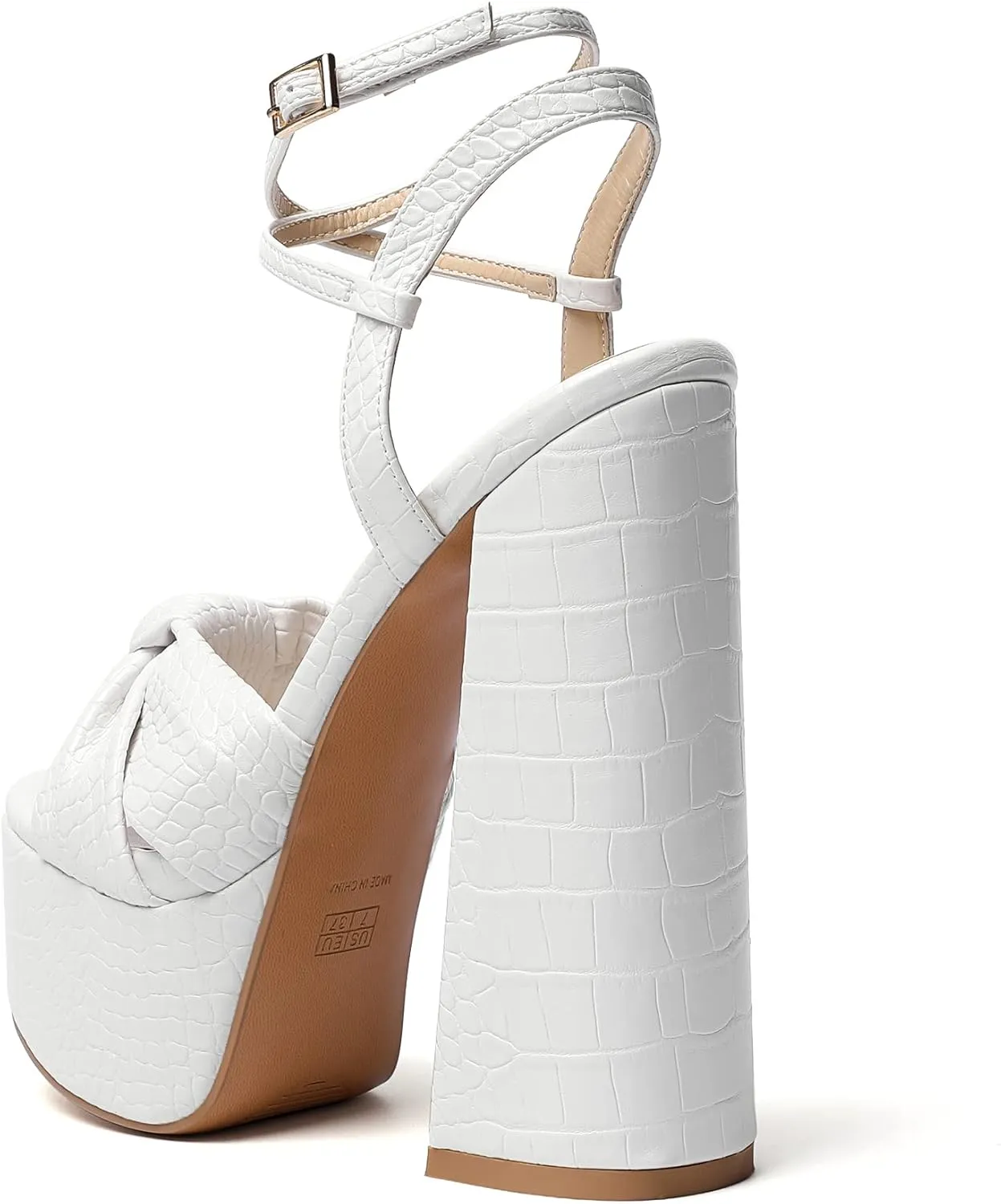 YODEKS Women's High Heels Sandals| Chunky Heel Platform Pumps| Peep Toe Ankle Strap Fashion Animal Print Summer Dress Shoes