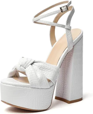 YODEKS Women's High Heels Sandals| Chunky Heel Platform Pumps| Peep Toe Ankle Strap Fashion Animal Print Summer Dress Shoes