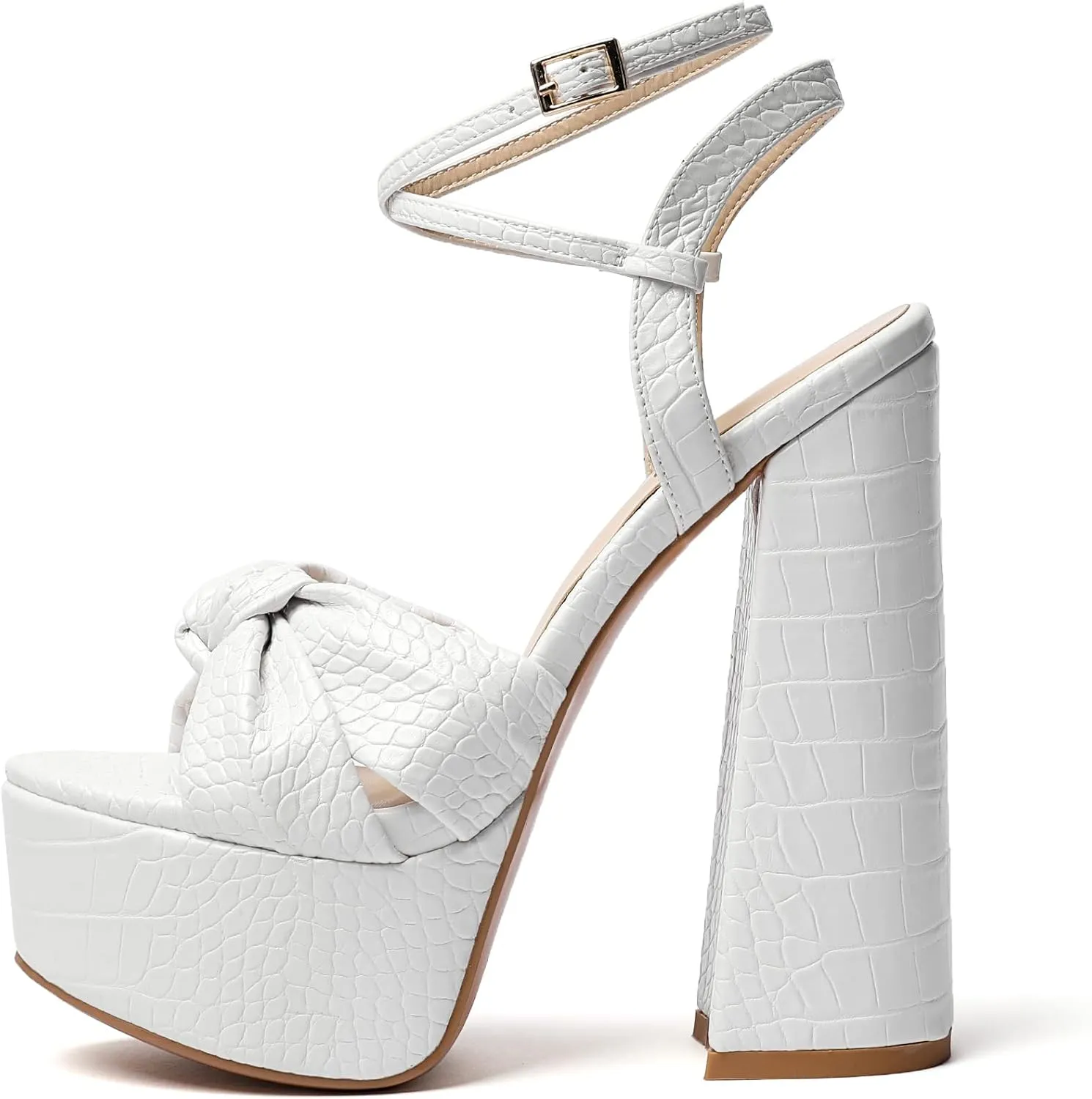 YODEKS Women's High Heels Sandals| Chunky Heel Platform Pumps| Peep Toe Ankle Strap Fashion Animal Print Summer Dress Shoes