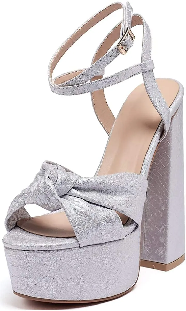 YODEKS Women's High Heels Sandals| Chunky Heel Platform Pumps| Peep Toe Ankle Strap Fashion Animal Print Summer Dress Shoes