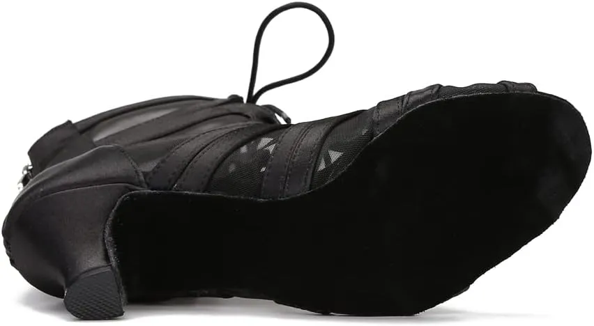 YYTing Women Ballroom Dance Boots Latin Salsa Performance Dress Practice Sandals with 2.5inch Heels YT21