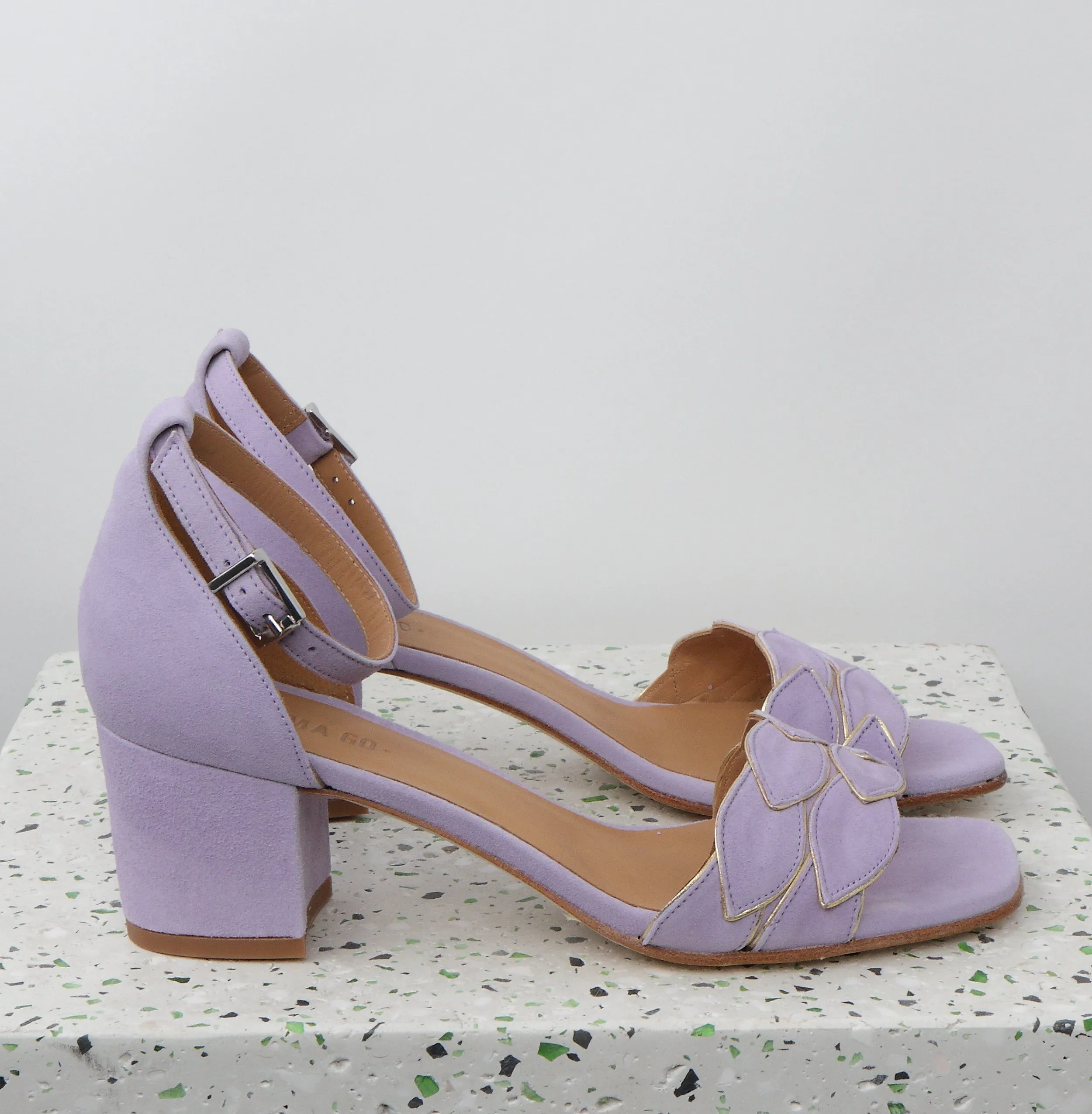 ZOE Suede Lavender & Nappa Gold