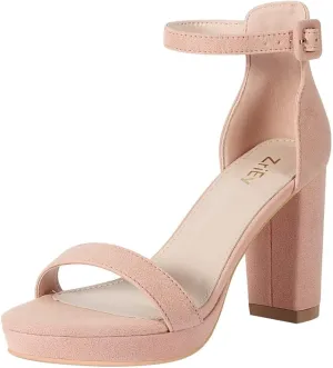 ZriEy 4-Inch Platform High Heels for Women Block Chunky Heeled Sandals Open Toe Ankle Strap Heels Wedding Party Evening Prom Dress Pump Sandals Shoes