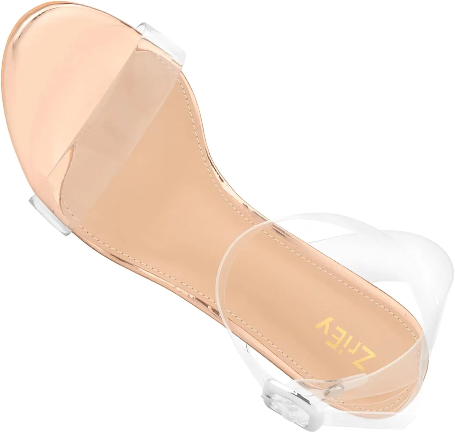 ZriEy Clear Block Sandals Chunky Heels for Women 3.35 Inch Open Toe Adjustable Ankle Strap Pump Sandals for Weddings Parties Daily Wear