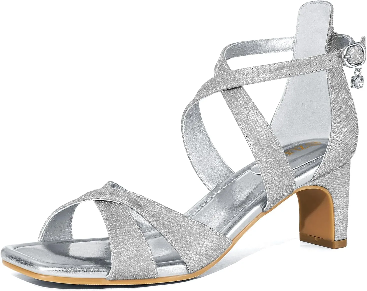 ZURIN Womens Chunky Low Heels Comfortable Open Toe Ankle Strap Heeled Sandals Strappy Block Heels Dress Shoes for Wedding Bridal Evening Party Prom