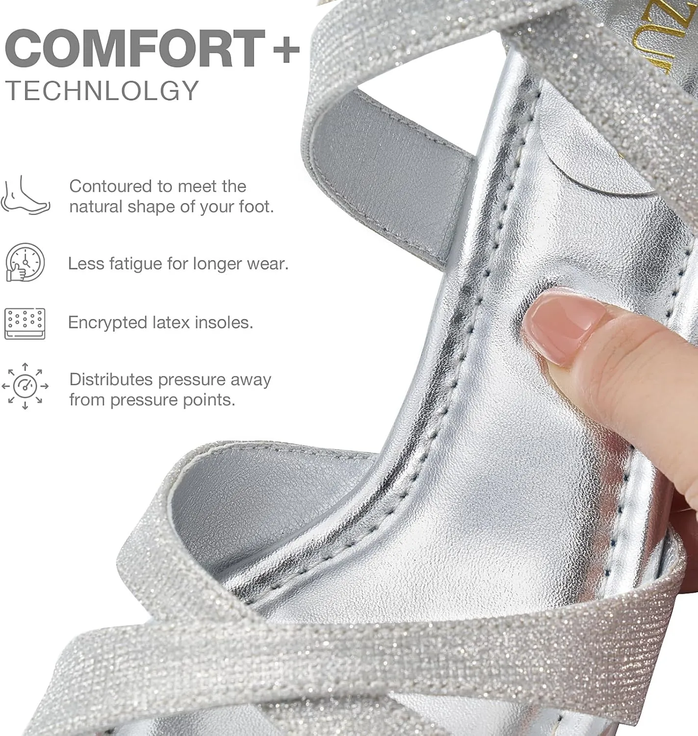ZURIN Womens Chunky Low Heels Comfortable Open Toe Ankle Strap Heeled Sandals Strappy Block Heels Dress Shoes for Wedding Bridal Evening Party Prom