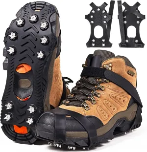 ZUXNZUX Crampons, Ice Cleats for Shoes and Boots, Silicone Stainless Steel Grippers Shoe Spikes Grips Traction for Snow, Winter Hiking Climbing Ice Fishing